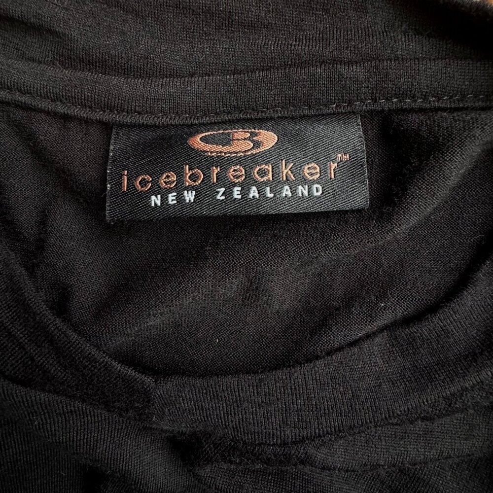 ICEBREAKER 100% Merino Wool Shirt Mens L Black Long Sleeve V-Neck Baselayer Top - Picture 6 of 8